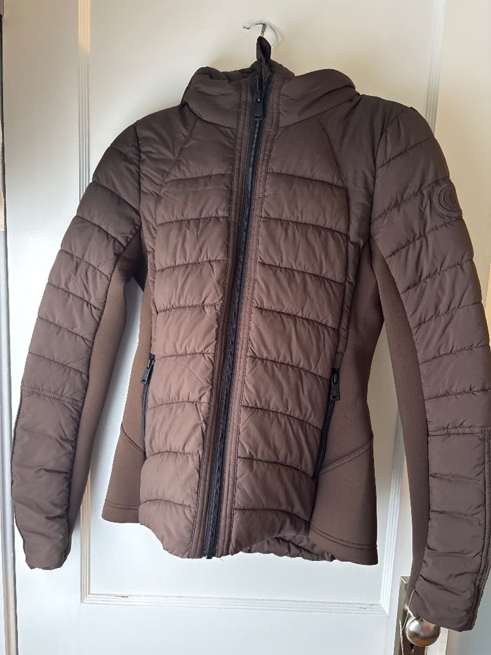 Bernardo EcoPlume Bibbed Packable Puffer Coat, Chocolate, Sz XS, NWT